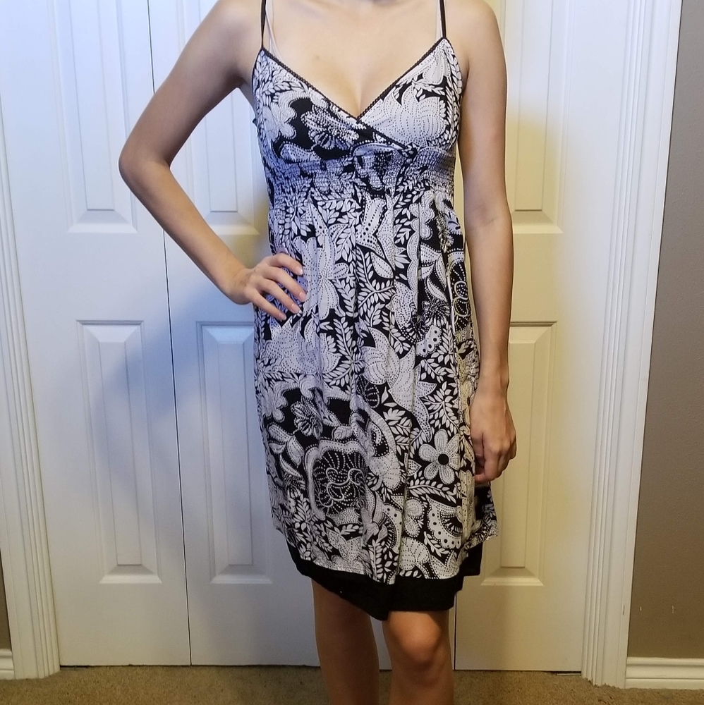 Black and white floral dress